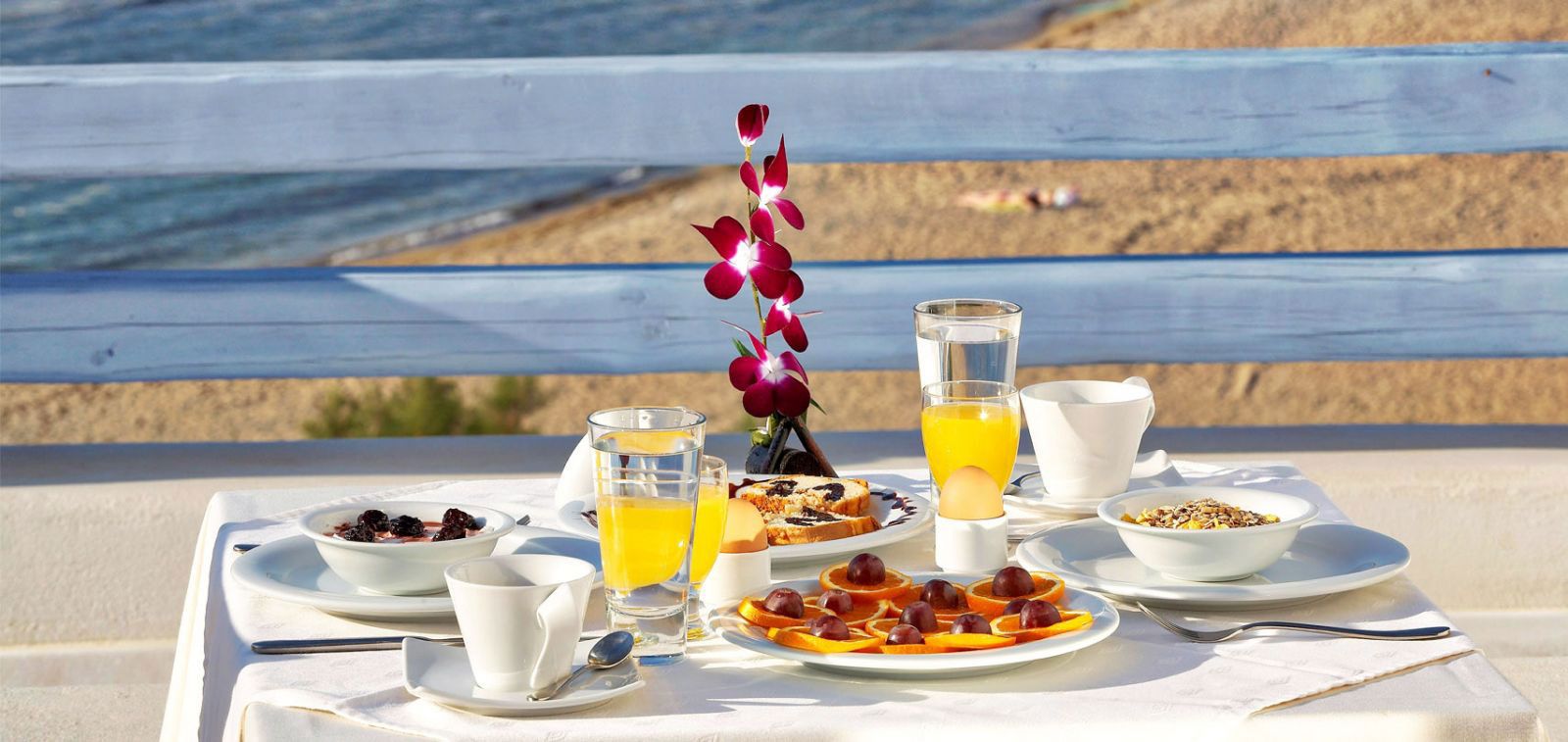 Breakfast in mykonos town hotel | Grand Beach Mykonos Hotel